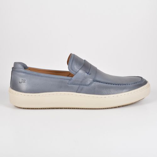 Tênis Slip On Masculino Azul Couro