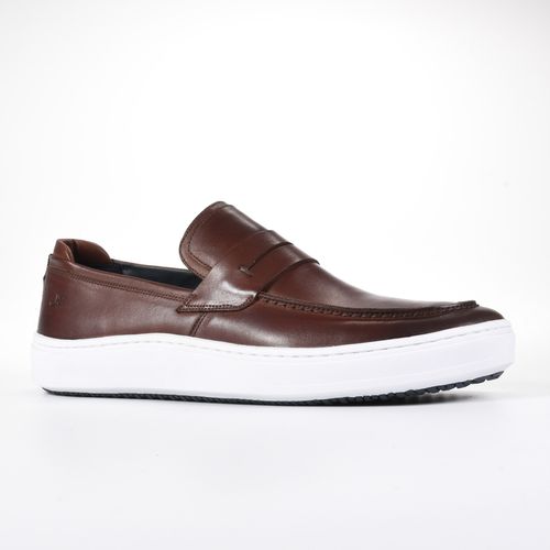 Tênis Slip On Marrom Couro