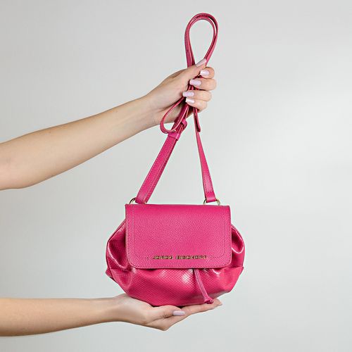 Bolsa Saco Magenta Pequena Couro