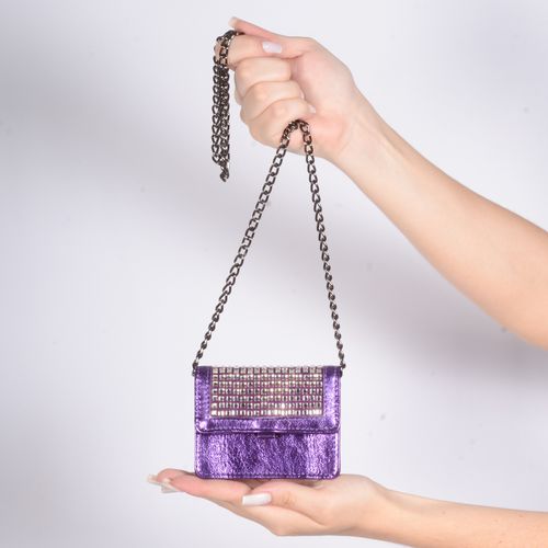Mini Bag Roxo Metalizado Hotfix Cristal
