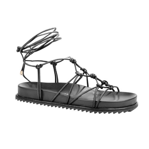 Sandália Flatform Preta Amarração V23