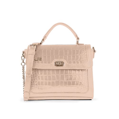 Bolsa Satchel Nude Aveia Texturizada Couro
