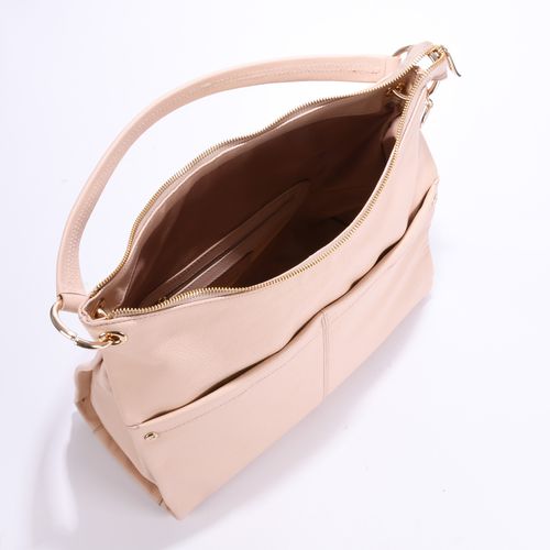 Bolsa Hobo Grande Nude Quartzo Couro