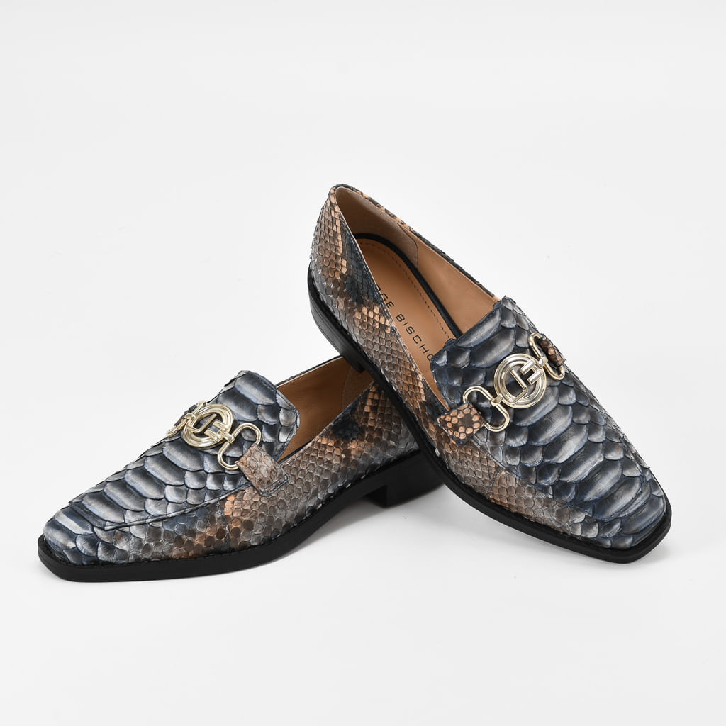 archive JIEDA Python Loafer Loafer Nude Marinho Pele Cobra