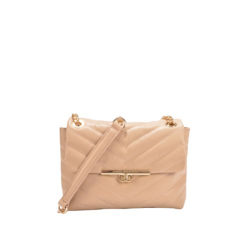 Bolsa De Ombro Pequena Nude Sand Couro