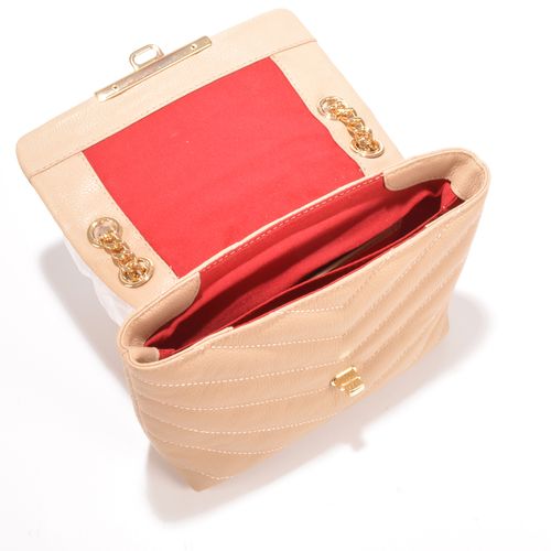 Bolsa De Ombro Pequena Nude Sand Couro