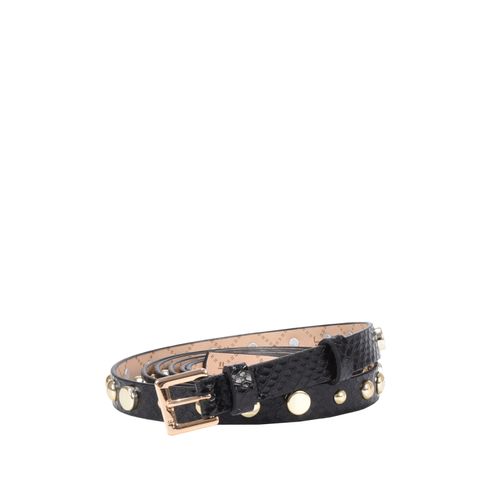 Cinto Quadril Preto Metal Dourado Couro