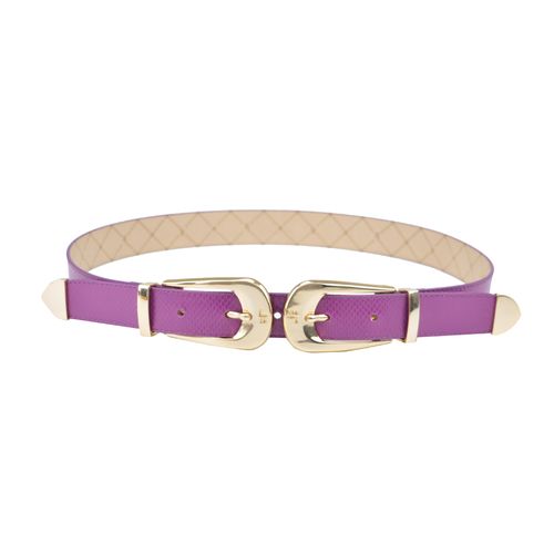 Cinto Quadril Roxo Tannat Fivela Dupla Couro