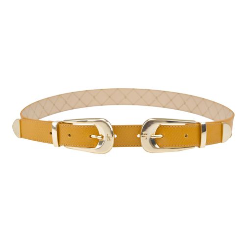Cinto Quadril Amarelo Dijon Fivela Dupla Couro