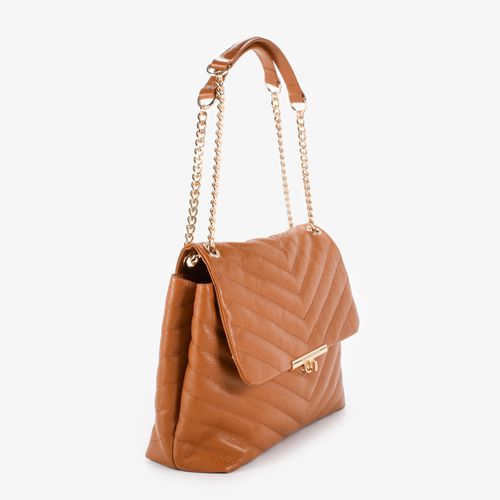 Bolsa De Ombro Caramelo Anis Matelassê Couro