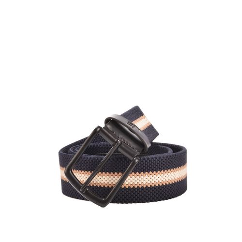 Cinto Masculino Azul Marinho Off White Bege Tramado