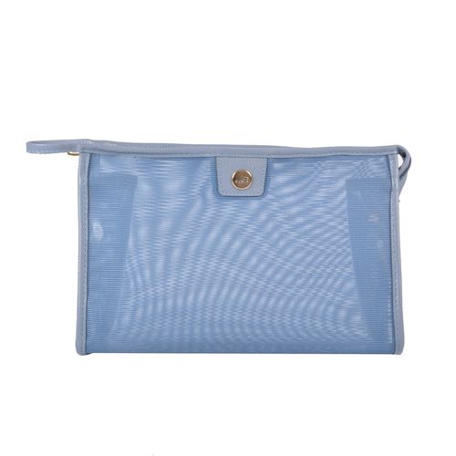 Nécessaire Azul Jeans Tela Couro