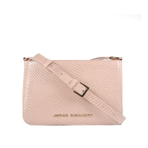 Bolsa Transversal Nude Couro Texturizado Brilhoso