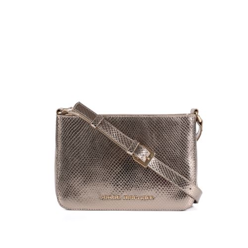 Bolsa Transversal Metalizado Dark Gold Couro