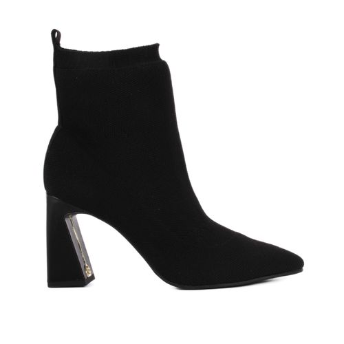 Bota Preta Salto Flare Knit