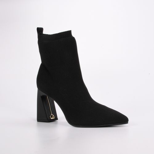 Bota Preta Salto Flare Knit