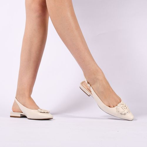 Slingback Off White Brulée Mandala JB Couro