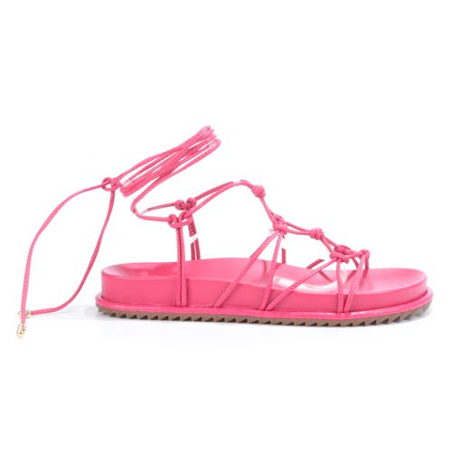 Sandália Flatform Framboesa Amarração V23