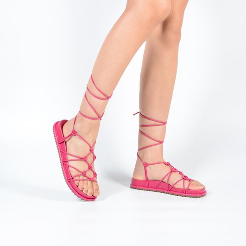 Sandália Flatform Framboesa Amarração V23