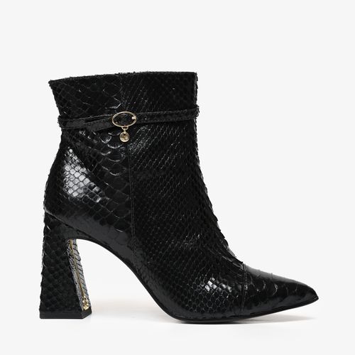 Bota Preta Pele Cobra Python Mandala JB