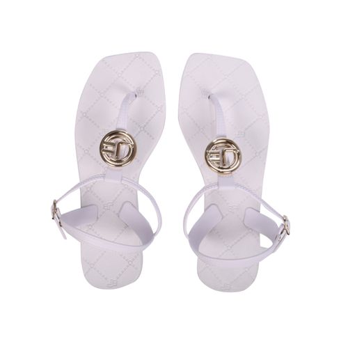 Sandália Rasteira Flat Branca Mandala JB
