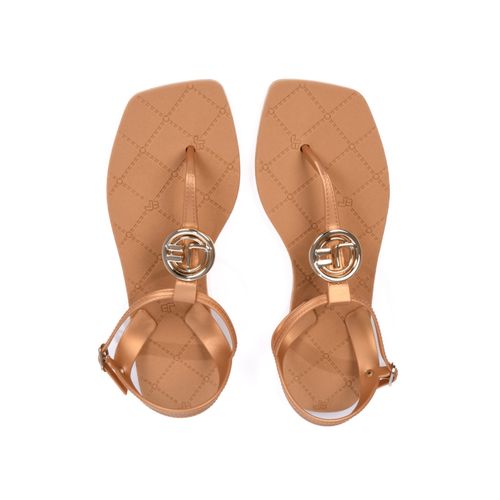 Sandália Rasteira Flat Dourado Metalizado Mandala JB