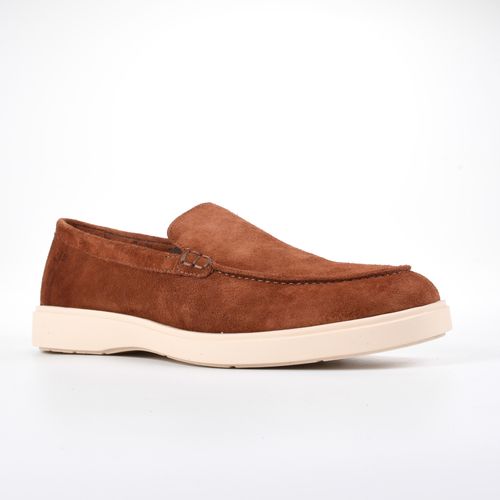 Tênis Slip On Masculino Caramelo Couro Camurção