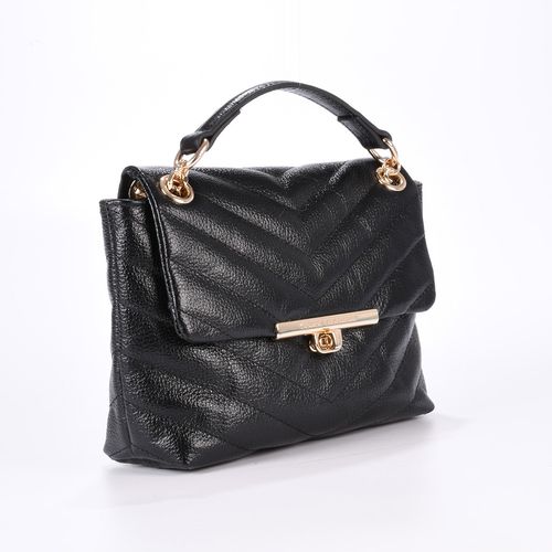 Bolsa De Ombro Pequena Preta Couro
