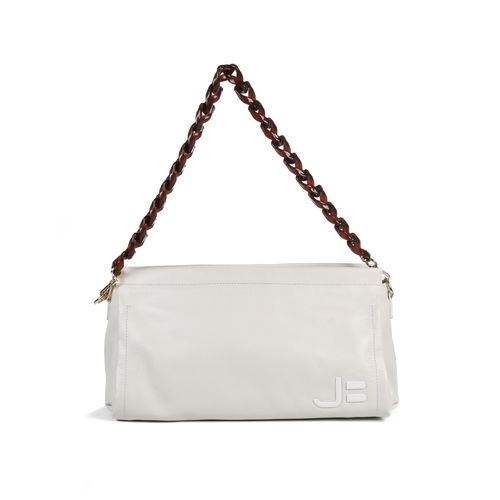 Clutch Branco Blanc Alça Acrílico Tortoise Couro