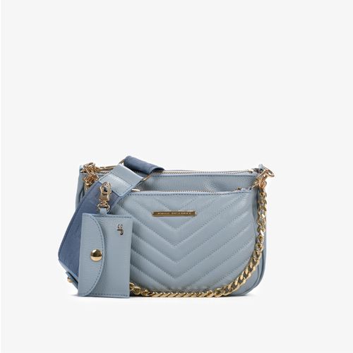 Bolsa Infinita Transversal Azul Couro