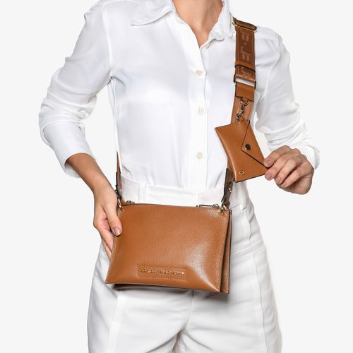 Bolsa Transversal Caramelo Avelã Gorgorão Couro