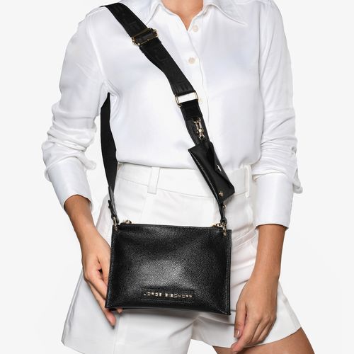 Bolsa Transversal Preta Pequena Gorgorão Couro
