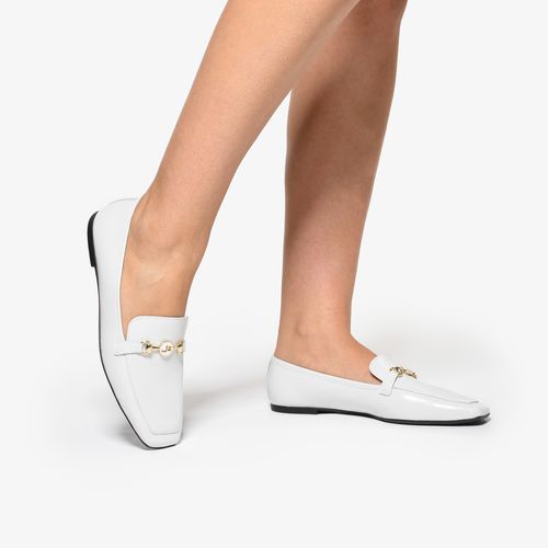 Loafer Branco Blanc Salto Baixo Couro