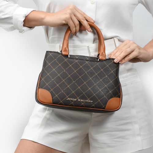 Bolsa Tote Monograma Jb Marrom Caramelo Amêndoa Grande