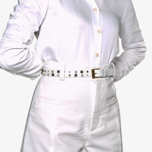 Cinto Branco Blanc Pedrarias Couro