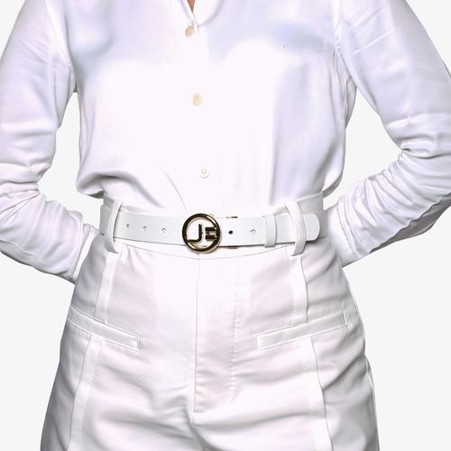Cinto Reversível Branco Blanc Azul Capri Couro