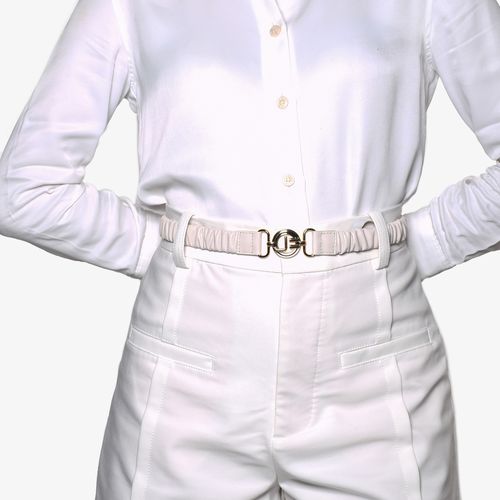 Cinto Branco Blanc Elástico Fivela Jb Couro