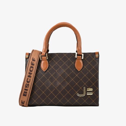 Bolsa Tote Monograma Jb Marrom Caramelo Amêndoa Grande