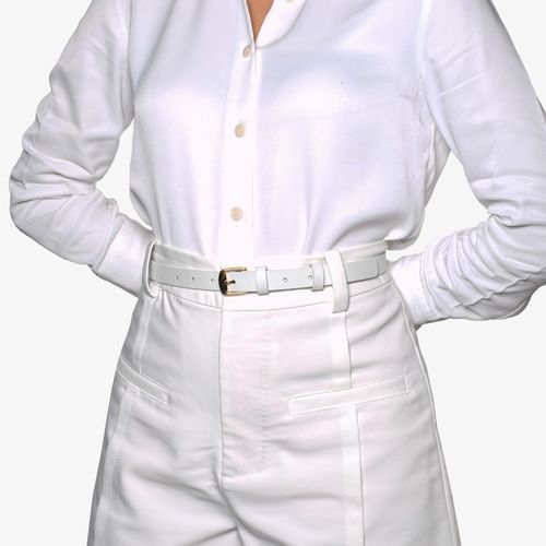 Cinto Branco Blanc Fivela Couro