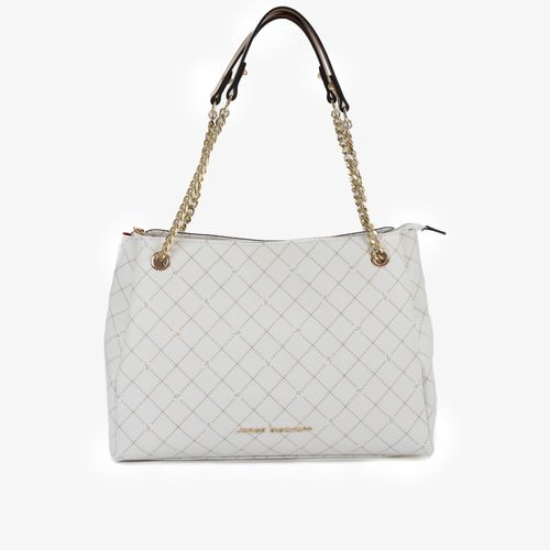 Bolsa De Ombro Monograma Jb Off White Nude Linho