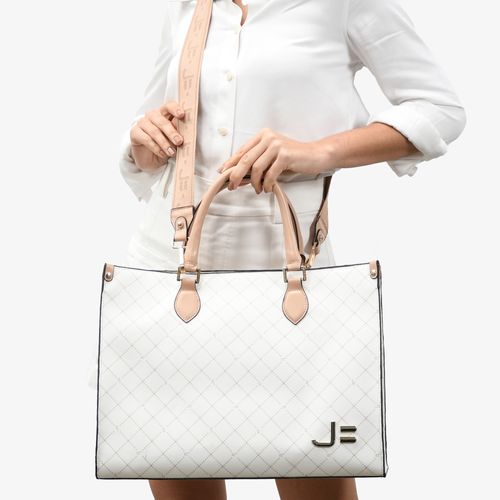 Bolsa Off White Nude Linho Monograma JB