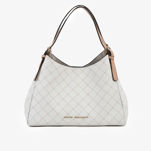 Bolsa Hobo Monograma Jb Off White  Nude Linho