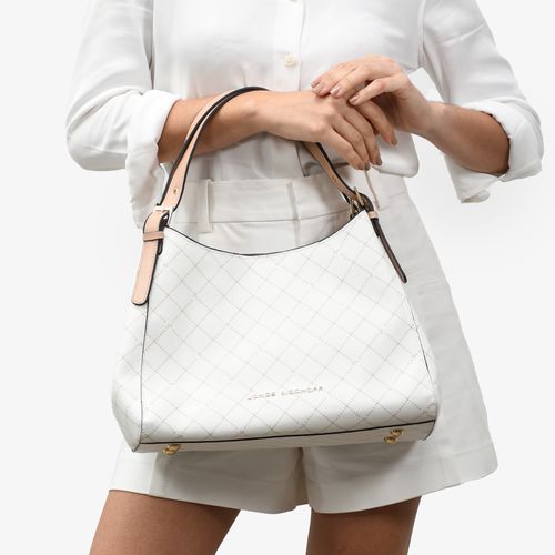 Bolsa Hobo Monograma Jb Off White  Nude Linho