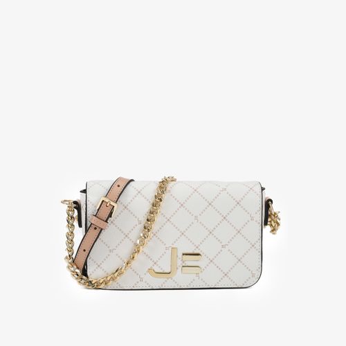 Bolsa Transversal Monograma Jb Off White Nude Linho