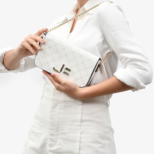 Bolsa Transversal Monograma Jb Off White Nude Linho