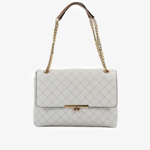 Bolsa De Ombro Monograma Jb Off White  Nude Linho