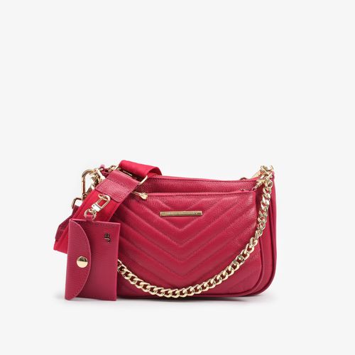 Bolsa Infinita Transversal Rosa Couro
