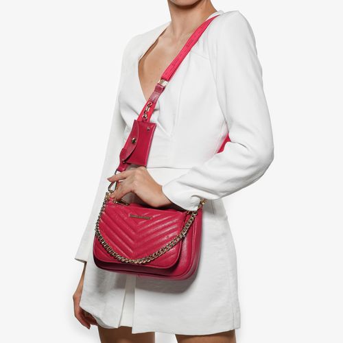 Bolsa Infinita Transversal Rosa Couro
