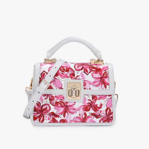 Bolsa Satchel Summer Flower Couro Brilhoso