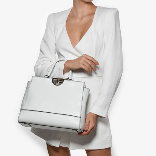 Bolsa Tote Média Branco Blanc Couro